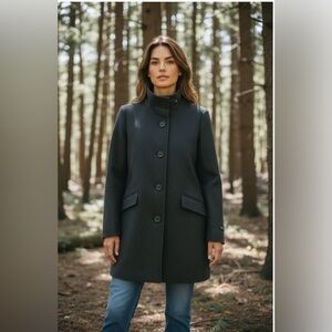 Ralph Lauren Buckle Collar Coat in Forest Green